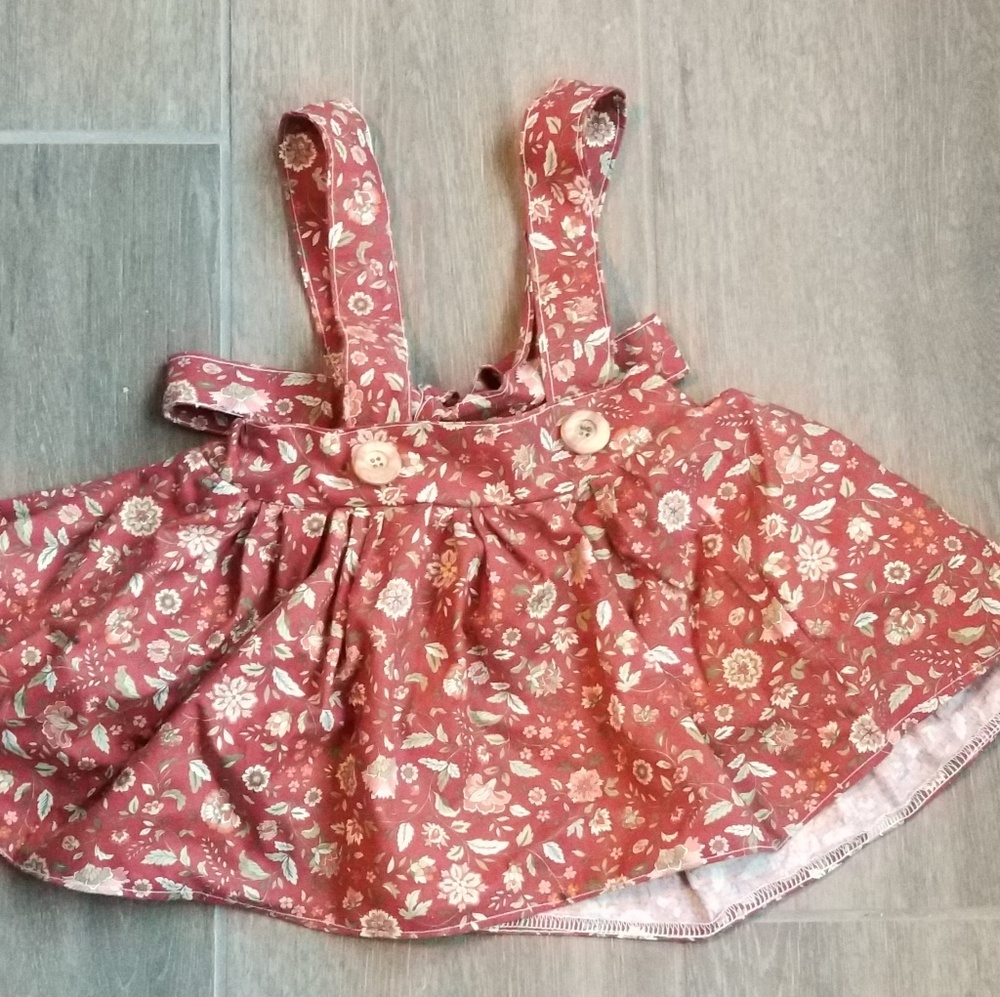 Rust floral handmade suspender skirt